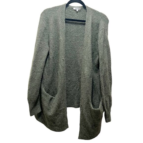 Madewell Green Cozy Walker Cardigan Slouchy Open Front Sweater Alpaca Sz Small - Picture 2 of 10